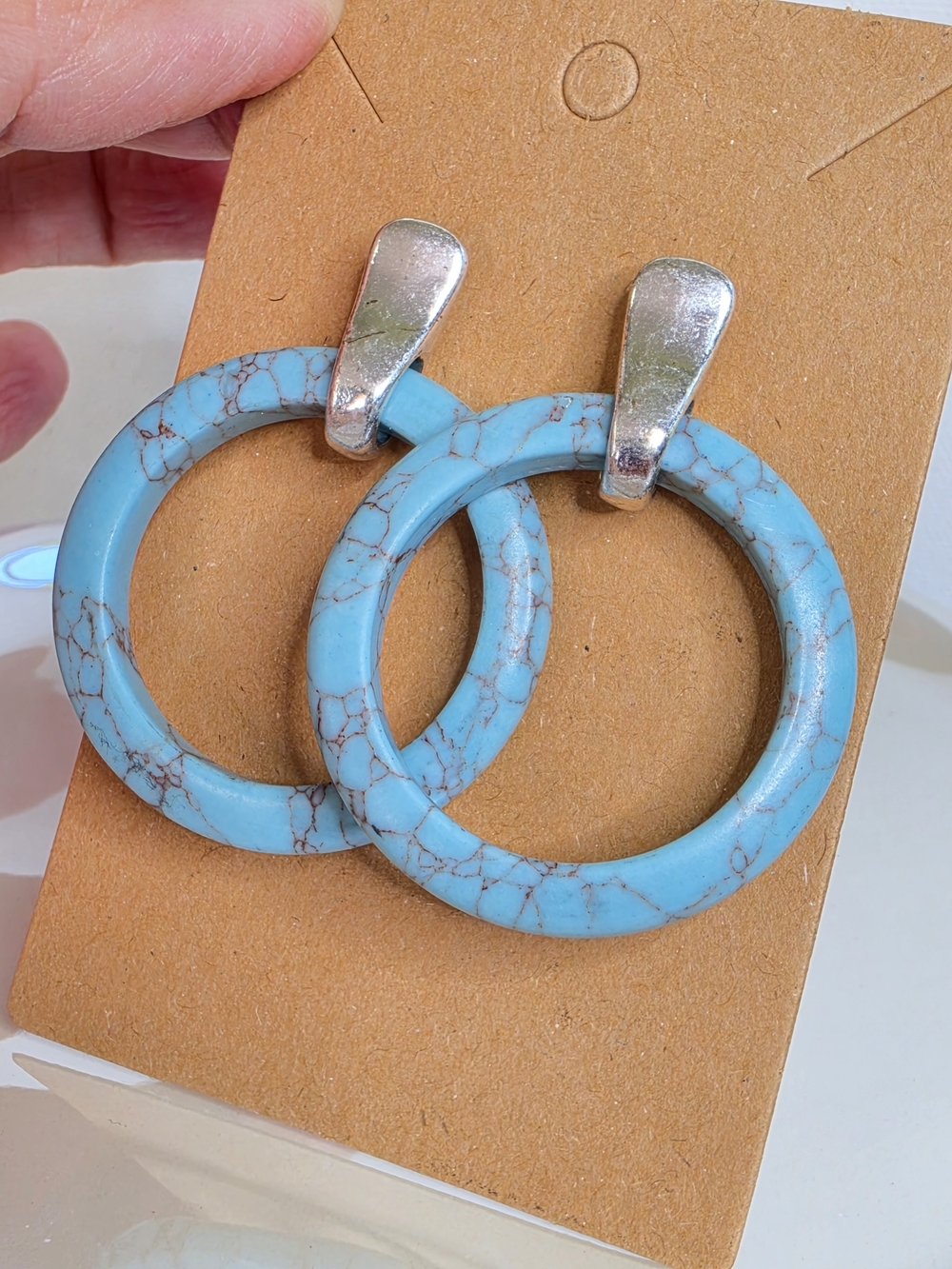 RLM Soho Turquoise Hoop Drop Earrings - Silver Accents